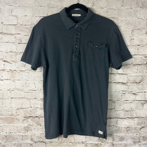 Marine Layer Men's Small Jersey Dark Grey Asphalt Polo Shirt 100% Cotton Pocket - Picture 2 of 9